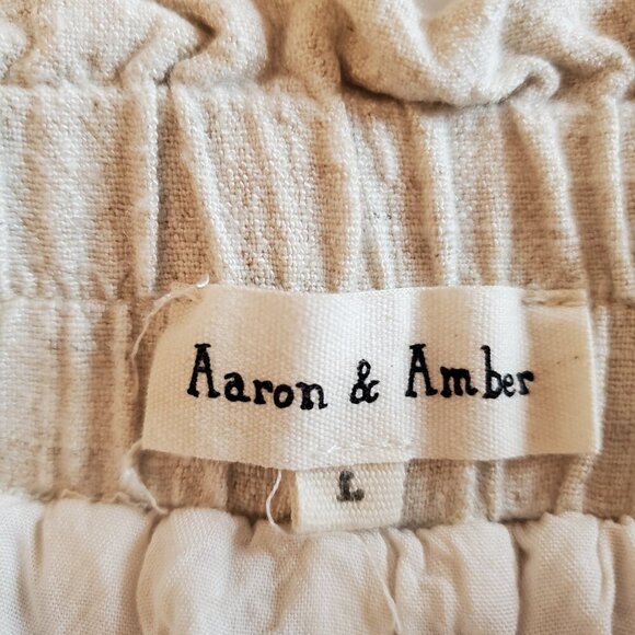 Aaron & Amber SZ L Light Beige Rayon/Linen Blend Relaxed Comfy Pants - Picture 5 of 7